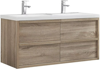 Meuble sous vasque coloris naturel clair - L120 x H55 cm - QUADRA