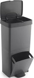 Poubelle de recyclage 3 compartiments - Plastique recyclé - 70L - Anthracite - VANERN