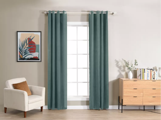 Lot de 2 rideaux en velours - L. 135 x H. 260 cm - Vert jade - KOLAMI