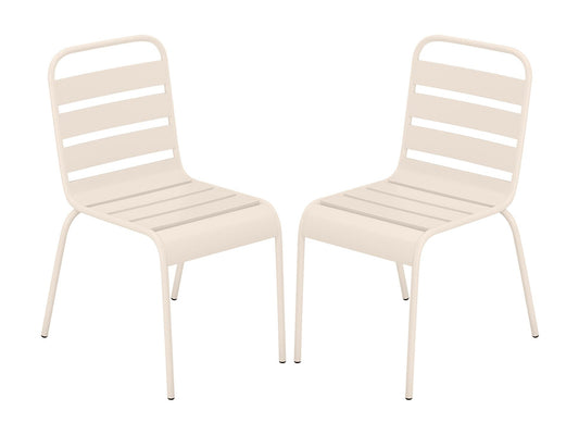 Chaise de jardin empilable en métal - Beige - MIRMANDE de MYLIA