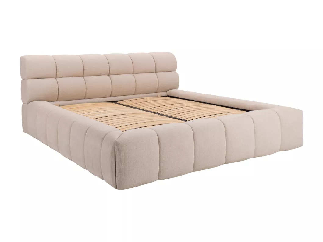 Lit coffre 200 x 200 cm - Tissu - Beige - FORVIK de Pascal Morabito
