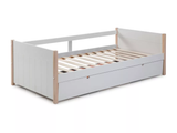 Lit gigogne 2 x 90 x 190 cm - Blanc et naturel - MAREKI