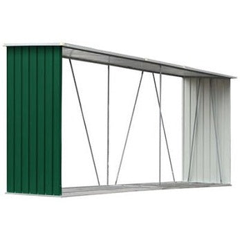 vidaXL Abri de stockage de bois Acier galvanisé 330x84x152 cm Vert