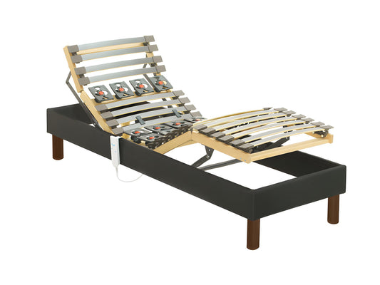 Sommier électrique de relaxation lattes tissu gris anthracite de DREAMEA - 70x190 cm