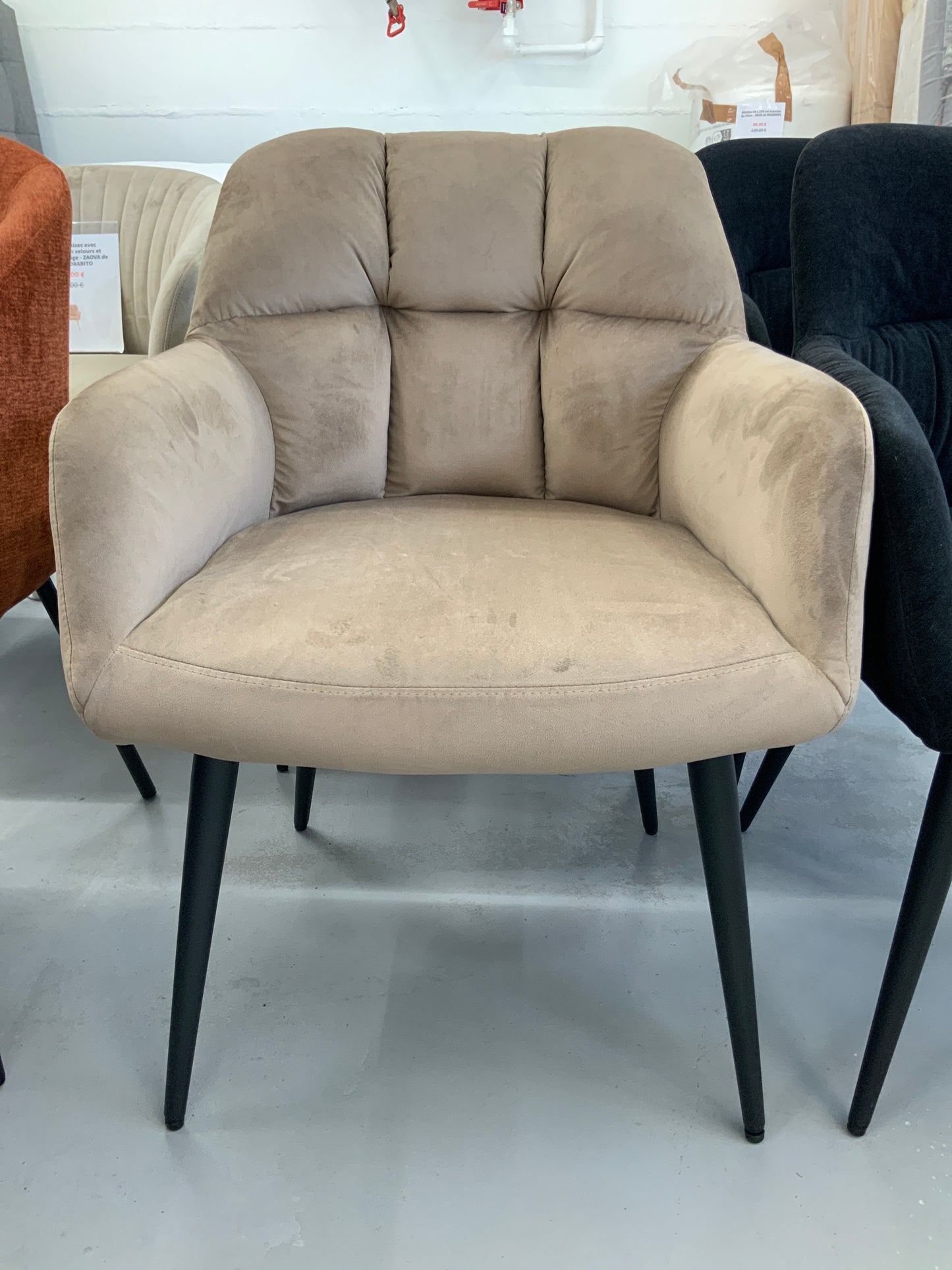 Lot de 2 chaises avec accoudoirs en tissu et métal - Noir - HEKA