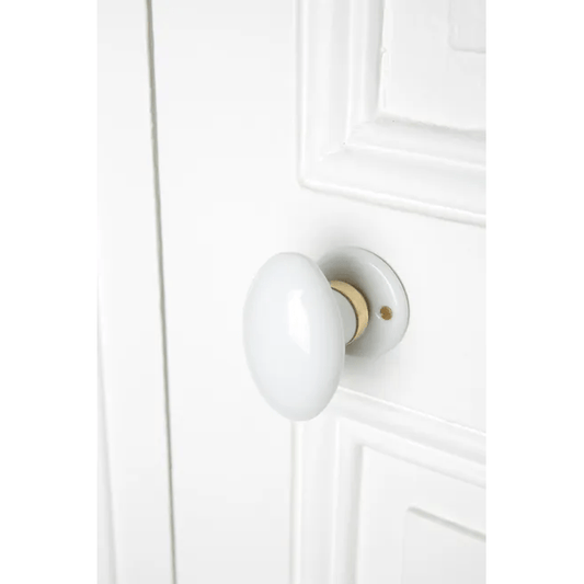 Bouton sur rosace MERIGOUS sans trou porcelaine de limoges blanc/laiton D5