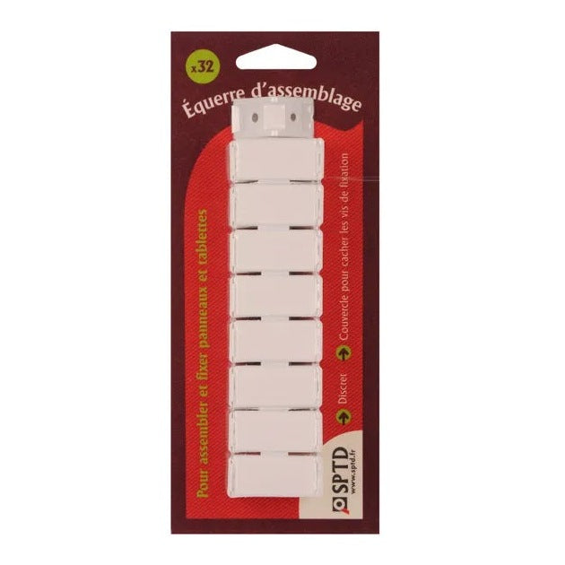 32 taquets d'assemblage blanc, L.1.5 x l.3 cm