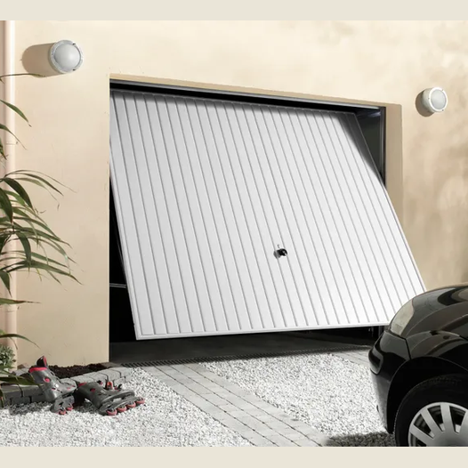 Porte garage basculante manu débordante sans portillon H.200 x l.237 cm blanc