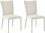 Lot de 2 chaises TALICIA - Simili & acier brossé - Blanc