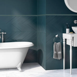 Carrelage mur intérieur effet relief chevron bleu paon Home l.40 x L.80 cm 2,56m2