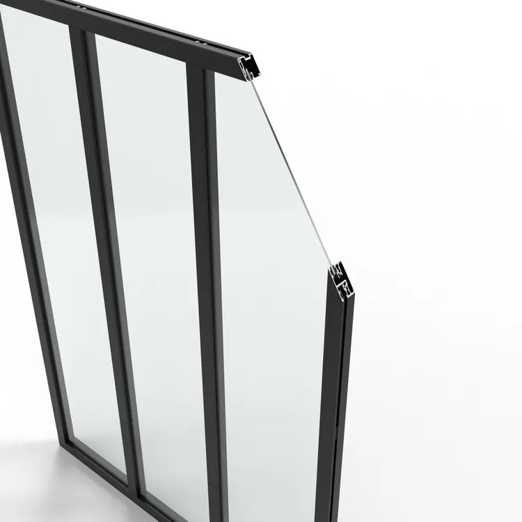 Verrière Atelier fixe en aluminium noir mat 3 carreaux, H.108 x l.93 cm