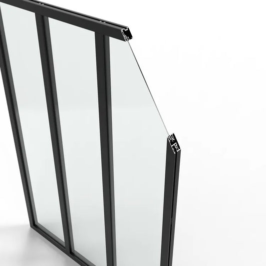 Verrière Atelier fixe en aluminium noir mat 3 carreaux, H.108 x l.93 cm