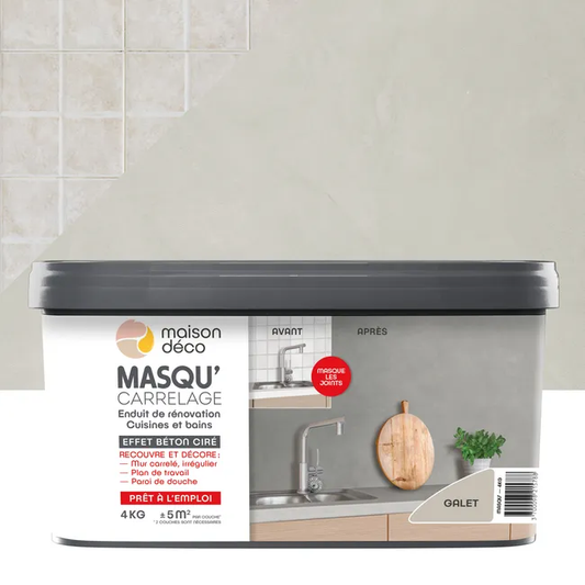 Enduit décoratif Masqu'carrelage béton MAISON DECO, galet, 4 kg
