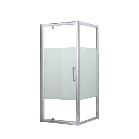 Cabine de douche avec entrée avant battante Quad L 70 x H 200 cm, verre sérigraphié 6 mm, profil chromé argent
