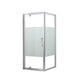Cabine de douche avec entrée avant battante Quad L 70 x H 200 cm, verre sérigraphié 6 mm, profil chromé argent