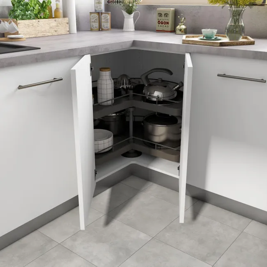 Tourniquet, etagère de coin pivotant à 360° pour meuble d'angle bas