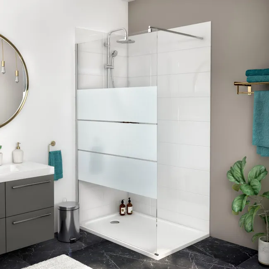 Paroi de douche à l'italienne verre sérigraphié, l.90 cm, Ep.6 mm chromé Easy