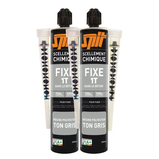 Lot de 2 cartouches pour fixation chimique gris SPIT 300 ml