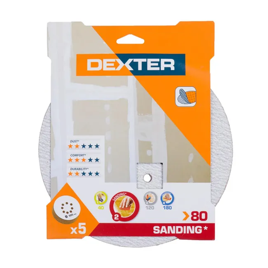 Lot de 5 disques abrasifs, DEXTER, diam 225 mm grain 80