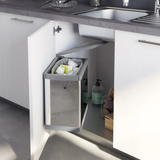 Poubelle intérieur de porte de cuisine 23L automatique DELINIA ID acier gris