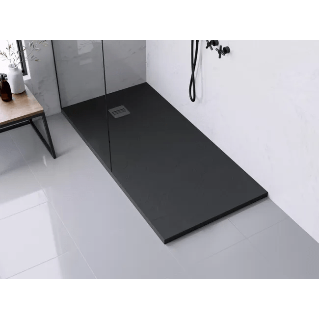 Receveur de douche, résine, noir L.160 x l.80 cm, Remix
