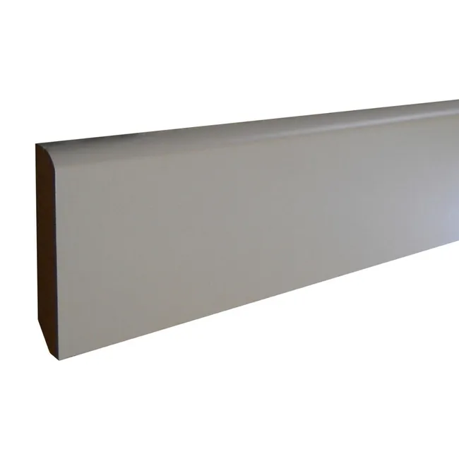 Plinthe MDF revêtu papier blanc arrondie, 14 cm x 48 mm, L.2.4 m