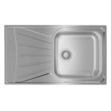 Evier à encastrer 1 grand bac avec égouttoir, Inox lisse, ETOILE Gris