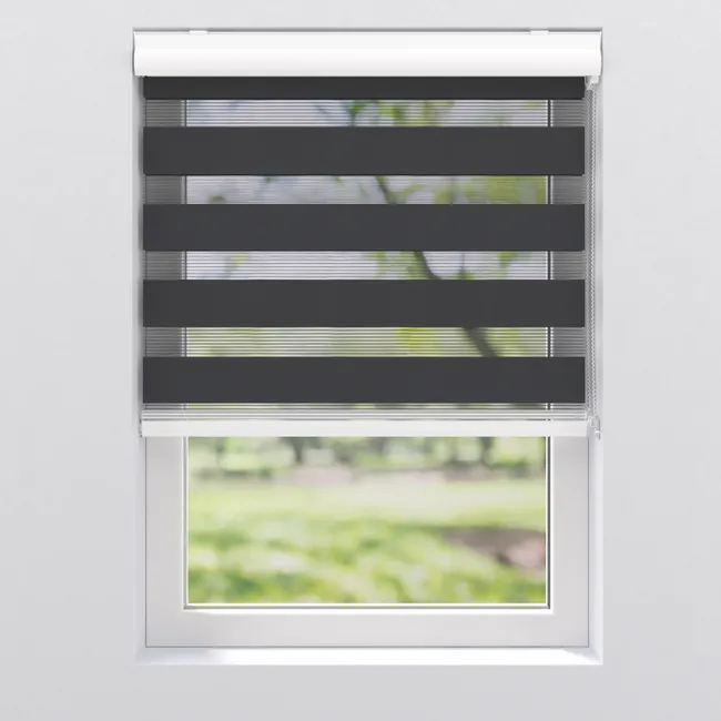 Store enrouleur jour/nuit Noah noir, l.70 x H.175 cm