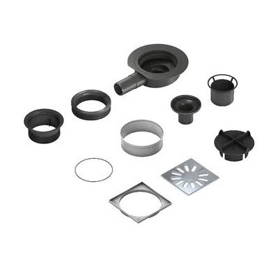 Siphon extra-plat, WEDI, sortie horizontale, écoulement point, DN40