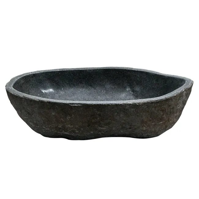 Vasque à poser granit irrégulier River stone l.35 x P.25 cm gris mat