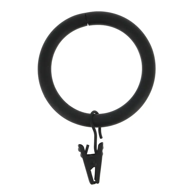 Lot de 10 anneaux et crochets tringle à rideau Atelier 28 mm acier noir mat