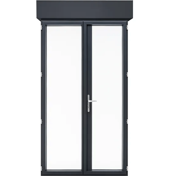Porte fenêtre avec volet roulant alu Essentiel H.215xl.140cm gris ant.2 vantaux