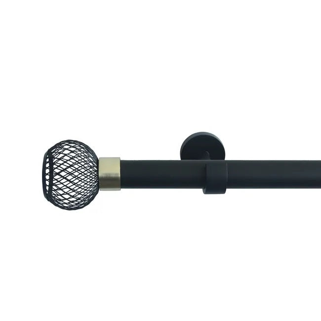 Kit de barres à rideaux Glama Diam.28 mm noir 160 à 300 cm