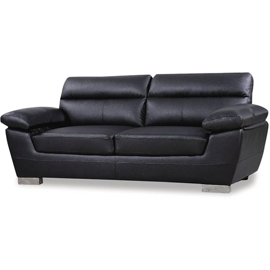 Canapé fixe en cuir reconstitué et PVC "Dallas" - 210 X 88 X 90 cm - 3 places - Noir (2)