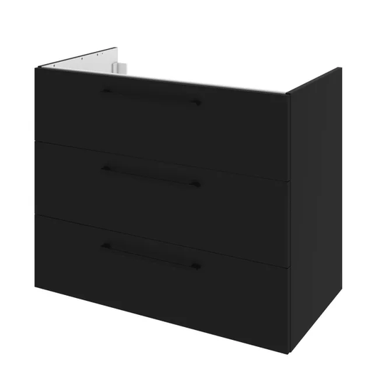 Meuble sous-vasque 3t l.90 x H.73 x P.46 cm noir brillant Remix