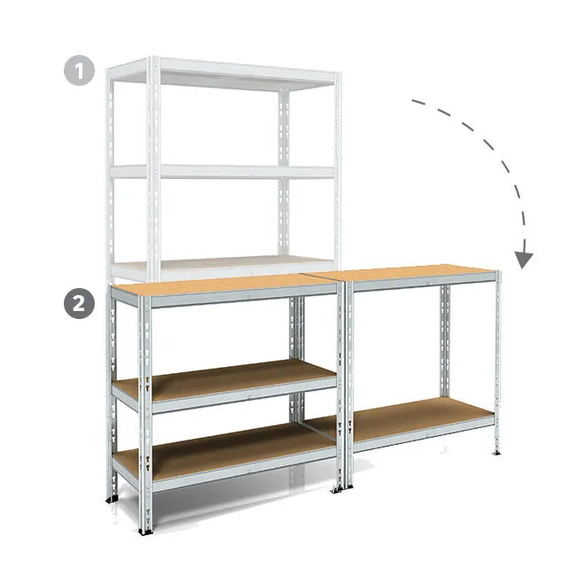 Etagère acier galvanisé SPACEO, 5 tablettes l.90xH.180xP.40