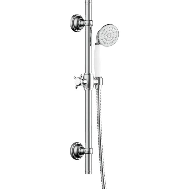 Pommeau de douche 1 jet, flexible et barre chrome SENSEA Charm