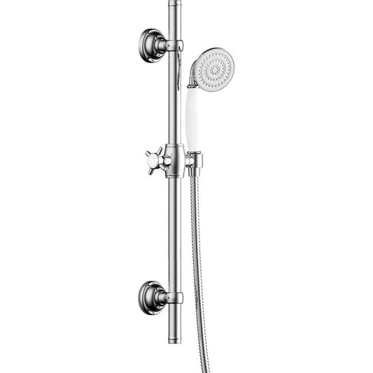 Pommeau de douche 1 jet, flexible et barre chrome SENSEA Charm