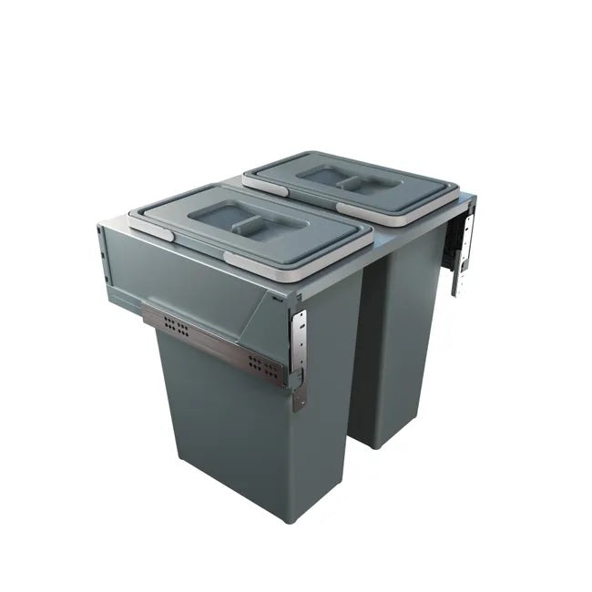 Poubelle coulissante de cuisine 35+35L ELLETIPI Block acier anthracite
