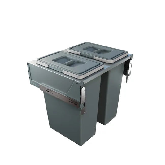 Poubelle coulissante de cuisine 35+35L ELLETIPI Block acier anthracite