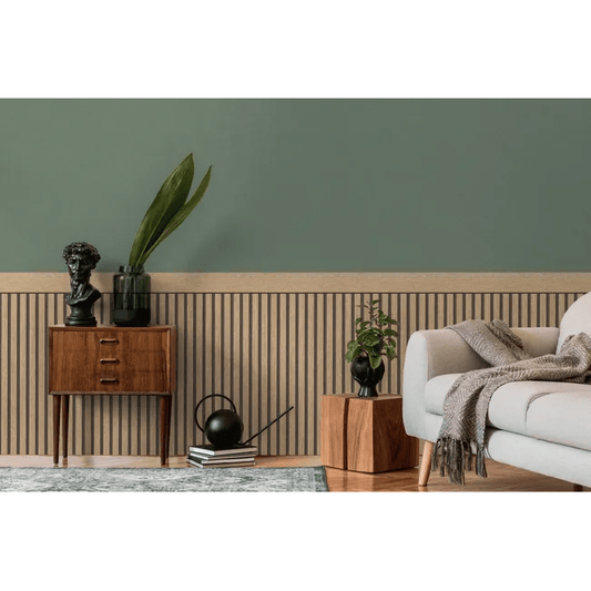 Papier peint intissé Soubassement tasseaux beige