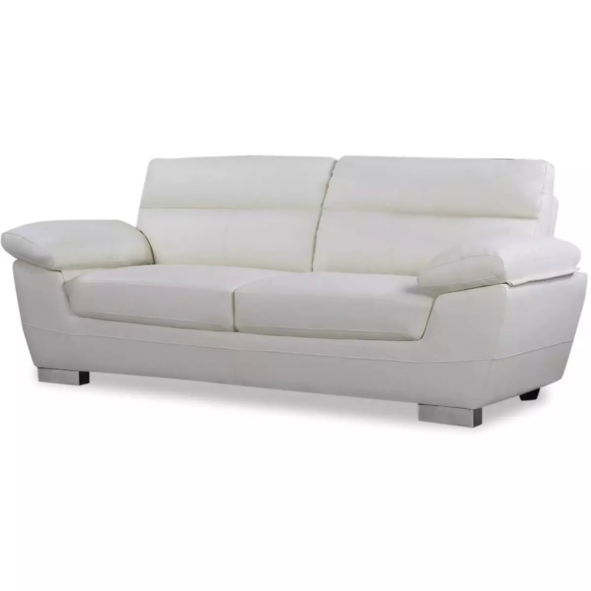 Canapé fixe en cuir reconstitué et PVC " Dallas" - 210 x 88 x 90 cm - 3 places - Gris/Blanc