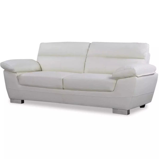 Canapé fixe en cuir reconstitué et PVC " Dallas" - 210 x 88 x 90 cm - 3 places - Gris/Blanc
