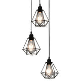 vidaXL Plafonnier avec design de diamant Noir 3 ampoules E27