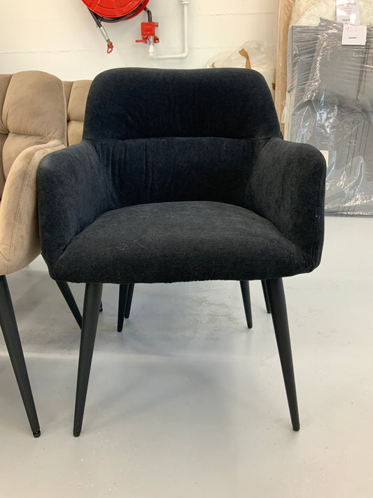 Lot de 2 chaises avec accoudoirs en tissu et métal - Noir - HEKA