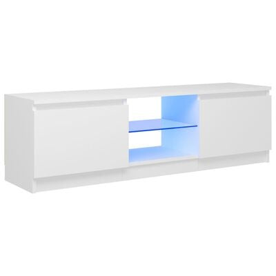 vidaXL Meuble TV avec lumières LED Blanc 120x30x36 cm