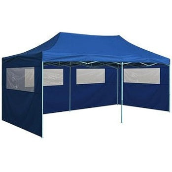 vidaXL Tente de réception pliable avec 4 parois 3x6 m Acier Bleu
