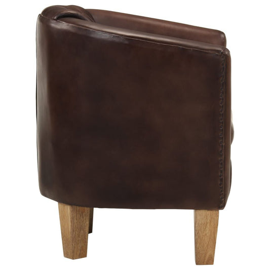vidaXL Fauteuil Marron foncé Cuir véritable