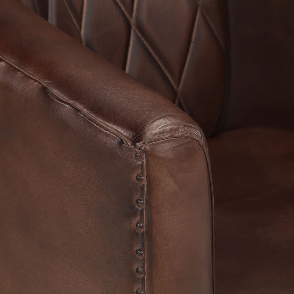 vidaXL Fauteuil Marron foncé Cuir véritable