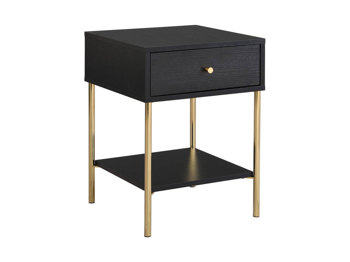 Table de chevet 1 tiroir - MDF et métal - Noir et doré - MILAVIA de Pascal Morabito